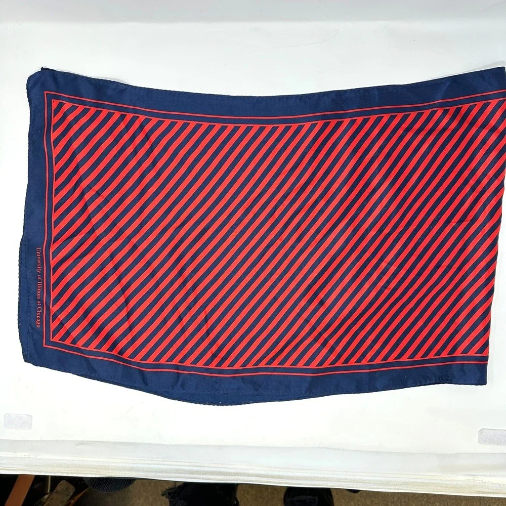 University of‎ Illinois at Chicago Striped Silk Scarf Red Navy 15 x 47